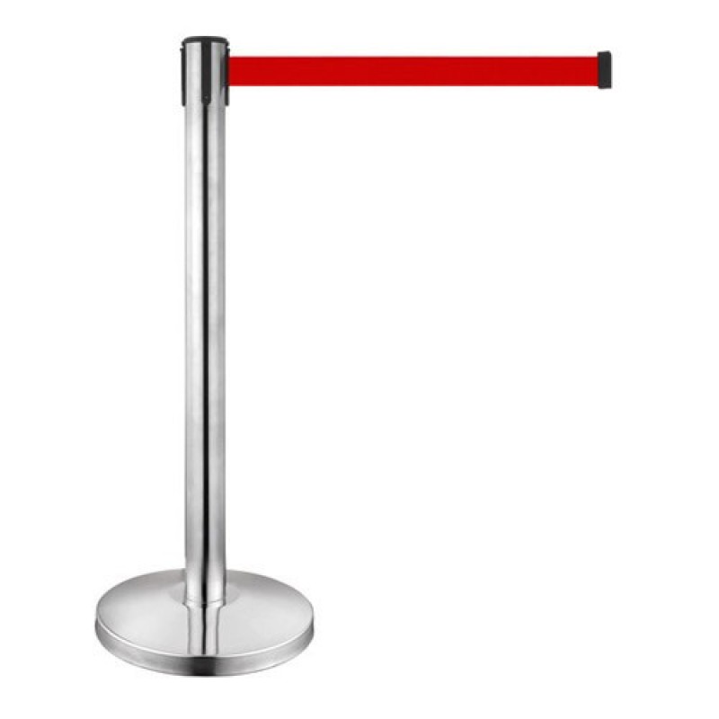 ΚΟΛΩΝΑΚΙ ΟΡΙΟΘΕΤΗΣΗΣ ΑΣΗΜΙ (inox) ΥΨΟΥΣ 91cm ΜΕ ΚΟΚΚΙΝΟ ΙΜΑΝΤΑ 2m